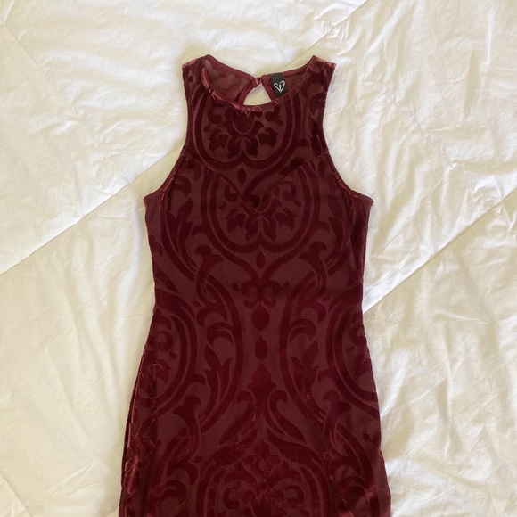 Bodycon Dress with Velvet Detailing - Picture 1 of 5
